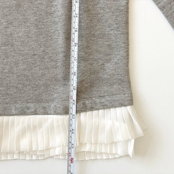 J.Crew Crewcuts Girls Size 14 Mixed Media Sweatshirt Pleated Hem 3/4 Sleeve Gray - Picture 9 of 10